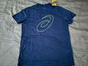 亚瑟士ASICS运动T恤男子跑步短袖透气舒适运动上衣 2011C975-001 深蓝色 M 实拍图