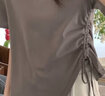 口旋300斤大码女装遮肚子不规则短袖正肩T恤夏季胖mm宽松开叉别致上衣 灰色 3XL 建议180-210斤 实拍图