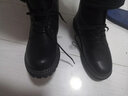 跨足行【牛皮】马丁靴男士秋冬季英伦高帮皮鞋增高黑色透气大码中帮皮靴 黑色6孔中帮【加绒款】 41 码（=运动鞋42） 实拍图