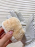 目丸兔子耳朵手套女冬季骑车冬款可爱保暖触屏骑行女士电动车加绒冬天 奶白（加绒） 实拍图
