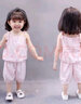 熊迪明女童夏装女宝宝夏天短袖衣服2洋气3岁女婴儿童装夏季套装韩版潮 粉红色 XT线条系带背心套装 90 cm【适合20-25斤】 实拍图