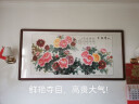 暮春舍（MUCHUNSHE）手绘国画牡丹画新中式字画客厅装饰画中堂挂画花开富贵花鸟牡丹图 《花开富贵福满堂》B 86*176CM【红褐实木镜框】 晒单实拍图