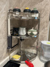 LOKE 厨房转角调料置物架304不锈钢三角调味品瓶拐角油盐酱醋角落收纳 标准 三层边长29CM 无配件 实拍图