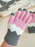 慕衣宾士韩版情侣毛线手套男冬季加厚加绒保暖手套女冬天五指触屏手套骑行学生可爱防寒手套 粉色 均码（男女通用） 实拍图