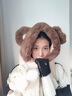 柳欣 帽子围巾一体套装女冬小熊耳朵可爱毛绒护耳帽加厚毛绒围脖秋冬天防寒保暖手套三件套学生日圣诞节礼物 米白色 均码（150斤以下可穿戴） 实拍图