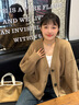 相伊恋人针织外套女25年春秋季新款毛衣外搭中长款宽松开衫慵懒风韩版上衣 浅灰色 均码 【建议80-140斤】 实拍图