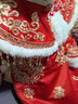 呗当猴汉服女童连衣裙冬装加绒儿童过年衣服大童中国风唐装小女孩拜年服 红色加云肩 加绒 140 cm 实拍图
