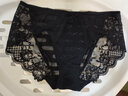 金三塔女式内裤100%桑蚕丝中腰蕾丝性感三角裤真丝内裤女 清黑 1条 S 实拍图