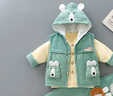 G.duck0-1岁半宝宝冬装分体三件套装超萌秋冬款婴儿衣服加棉外出服棉衣 [小兔绿色平腰薄棉款]三件套 90 大号建议宝宝9-12个月 实拍图