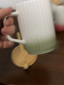 素美吉（SUMEIJI）马克杯子陶瓷带盖勺大容量水杯男女情侣水杯办公室创意喝水陶瓷杯 浮雕竖纹炫彩绿杯（带盖勺） 晒单实拍图