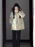 艾珠儿（Aizhuer）大毛领派克服羽绒棉服女冬季新款工装连帽加厚保暖棉袄棉衣外套潮 米白色 M （建议100-110斤） 实拍图