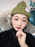 慕衣宾士帽子冬季女韩版显脸小毛线帽女大头围显白针织帽女潮牌保暖冷帽 绿色 实拍图
