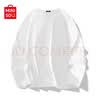 名创优品（MINISO）初秋纯棉打底衫男春秋重磅圆领内搭上衣男女生百搭纯色长袖T恤潮 白色(纯色) L 175(名创优品 品控严格) 实拍图