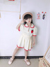 小咕嘟熊童装女童套装夏装儿童套装POLOT恤裤裙两件套运动休闲女孩服装 米色 120 实拍图