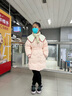 笛莎（DEESHA）童装女童羽绒服2025年冬儿童中长款甜美收腰外套 浅粉色 150 实拍图