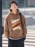 真维斯（Jeanswest）连帽卫衣男2025新款春秋季潮流套头打底衫宽松印花上衣男装 水墨条深灰 XL 实拍图