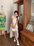 亿梵莎（YIFANSHA）连衣裙夏天女2024年新款法式前短后长设计感小众气质仙女中长裙 米白色 均码 （可备注码数） 实拍图