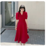 塞德勒（SAIDELE）敬酒服小个子新娘平时可穿日常回门订婚连衣裙红色礼服女夏季法式 酒红色 L (建议106-115斤) 实拍图