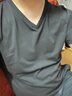 七匹狼t恤男短袖纯棉男士夏季半袖T恤运动休闲宽松v领全棉打底衣汗衫 V领2件(浅灰+黑色) 2XL (180) 推荐体重150-170斤 实拍图