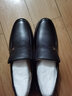 老人头正装皮鞋男鞋透气套脚舒适头层牛皮圆头德比鞋 黑色 42 实拍图