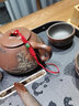 觅陶钦州坭兴陶手工线刻品茗杯喝茶杯茶具配件壶绳茶漏养壶笔壶垫茶巾 经典线刻杯（竹子和鱼） 50ml 实拍图