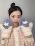 素锦初澜 手套女秋冬季学生可爱卡通毛绒绒加绒加厚冬天手套女生挂脖连指 蓝灰色（店长推荐） 均码通用 实拍图