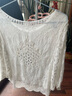 亚贝梵很仙的镂空纯棉蕾丝衫女五分袖2021夏季新款宽松显瘦洋气小衫衣 白色 L 实拍图