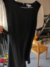 欧莎（OSA）黑色方领连衣裙女夏季23年新款中长款赫本风法式泡泡袖裙子短袖 黑色B M 实拍图