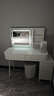 束寻梳妆台奶油风卧室现代简约小户型化妆桌床头收纳斗柜书桌镜子一体 灰60cm+柜+方镜+圆凳 实拍图