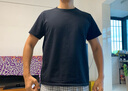 季言夏季250g厚实重磅冰感纯棉短袖t恤男夏美式汗衫男卡其色纯色半袖 黑色（250G重磅长绒棉） XL 实拍图