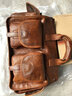 慢时光复古潮真皮旅行包头层牛皮行李包大容量手提包出差电脑包男公文包 浅棕色 实拍图