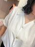 欧贝汐衬衫上衣女夏装新款短袖V领雪纺衫小众气质职业装 白色 XL 实拍图