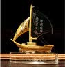 吉祥源  一帆风顺水晶帆船摆件创意纪念品定制刻字退休离职留念商务礼品K9水晶商务礼品家居客厅装饰品 一帆风顺（小号）长宽高18*6*20CM 实拍图