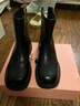 卓诗尼短靴女2025年冬新款秋单靴子加绒英伦风瘦瘦切尔西靴复古马丁靴女 黑色-绒里 36 实拍图