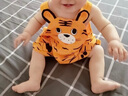 标点熊婴儿连体衣宝宝哈衣新生儿童三角爬服可爱超萌造型夏季薄款包屁衣 老虎桔【带帽】 73码 建议身高66-73cm 实拍图