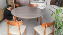 FGME白蜡木岩板餐桌可变圆桌简约餐厅家用胡桃色可伸缩折叠餐桌椅组合 1.3米可伸缩 一桌四椅 (白蜡木) 实拍图