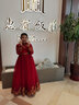 小咔衣浓儿童礼服公主裙花童婚纱小主持人女童钢琴演奏演出服汉服大童秋冬 酒红色【加绒款】089-A3 170 实拍图