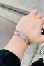 BJYL手镯男潮流个性韩版男士手环可调节定制刻字学生情侣手环百搭 银色 实拍图