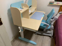 护童儿童学习桌椅小学生写字桌可调节升降课桌椅套装小户型书桌带书架 好奇星120cm+扶手椅_蓝 实拍图