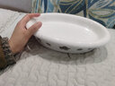 贝玉纯白蜡烛酒精灯加热明炉陶瓷保温鱼盘子菜盘家用干锅酒店创意餐具 12英寸白色椭圆形梅花炉 12英寸 实拍图