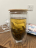 NUOLIKES 双层水晶玻璃茶杯绿茶杯家用办公室隔热防烫可爱水杯咖啡杯子泡 500ml单只（带木盖） 晒单实拍图