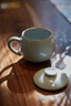 雅瓷「父亲节礼物」汝窑茶杯办公室陶瓷杯子带盖喝茶泡茶杯小青杯礼物 汝窑小青杯 340ml 1只 实拍图