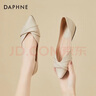 达芙妮单鞋女新款夏季尖头气质平底鞋一脚蹬舒适百搭女鞋子 米色 35 实拍图