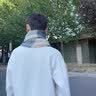 CAIKAYI 潮流围巾女男冬季情侣围巾男士圣诞节送男友礼物围脖男生ins潮格子保暖韩版围脖男士披肩 潮流仿羊绒-【蓝格】 实拍图