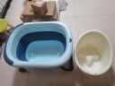 日康（rikang）儿童洗澡桶家用折叠浴桶大号泡澡桶婴儿洗澡盆游泳桶宝宝浴盆 【加大加厚】蓝色 实拍图