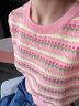 茵曼百搭轻薄通勤条纹针织T恤女夏显瘦短袖洋气套头上衣 藕粉色 S  晒单实拍图