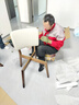 挽鑫 岩板餐桌 家用餐桌椅组合现代简约中小户型实木白蜡木歺桌吃饭桌 胡桃色餐桌-哑光维克浅灰-宽背椅 1.6m *0.9m一桌六椅【全托底板】 实拍图