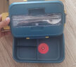 美厨（maxcook）微波炉饭盒 大容量加深3格学生饭盒塑料饭盒1200ml 深蓝色MCFT274 实拍图