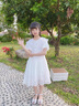 G.duck童装女童连衣裙夏季儿童公主裙韩版时尚23新款小女孩泡泡袖雪纺裙 白色 150 尺码11~12岁【140-150cm】 实拍图