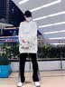 雪莱琼斯卫衣男中山秋冬季款潮牌港风宽松圆领无帽加绒学生潮流大码上衣服 米白色 L 实拍图
